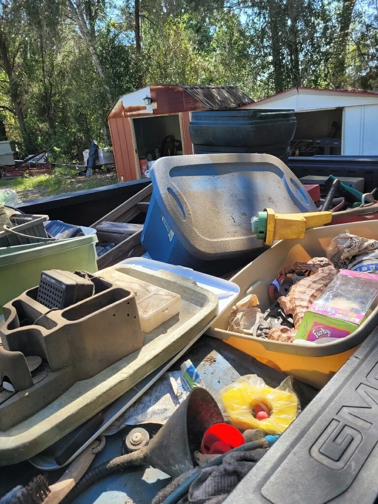 Fully loaded junk removal truck after residential haul in West Central FL